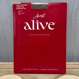Hanes Alive Support Pantyhose Full Support Control Top Reinforced Toe 810 Sz C